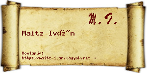 Maitz Iván névjegykártya